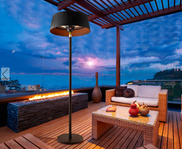 Distance between patio heater and ceiling